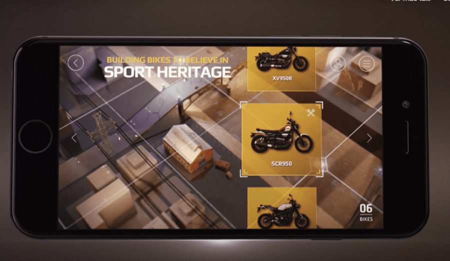 Selección del modelo Sport Heritage en la APP Yamaha MyGarage