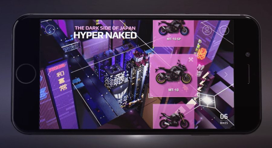 Modo de elección de un tipo de moto en la APP de Yamaha