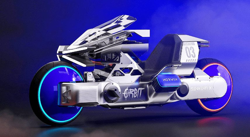 CES 2024: la IA en las motos como protagonista principal Render de una moto futurista en tonos grises y azules