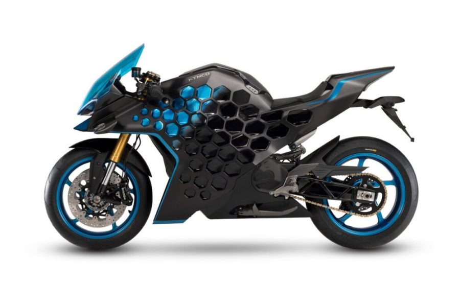 Moto Kymco Revonex azul y negra