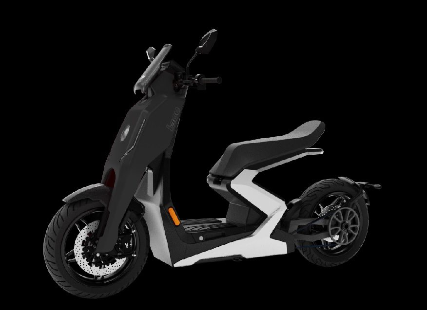 Vista lateral derecha de un Zapp i300 blanco combinado con partes negras