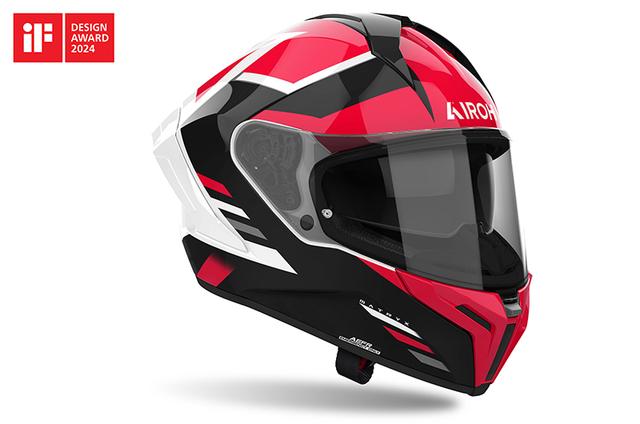 Casco AIROH Matryx en fucsia combinado con negro y detalles blancos.