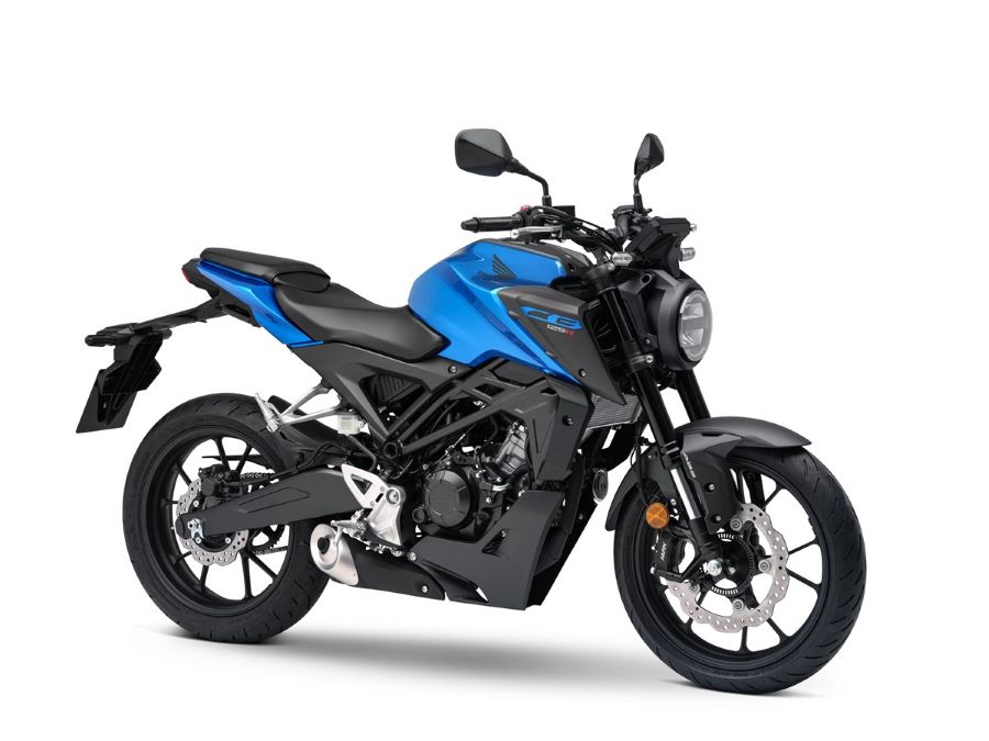 CB125R 2024 de color azul intenso.