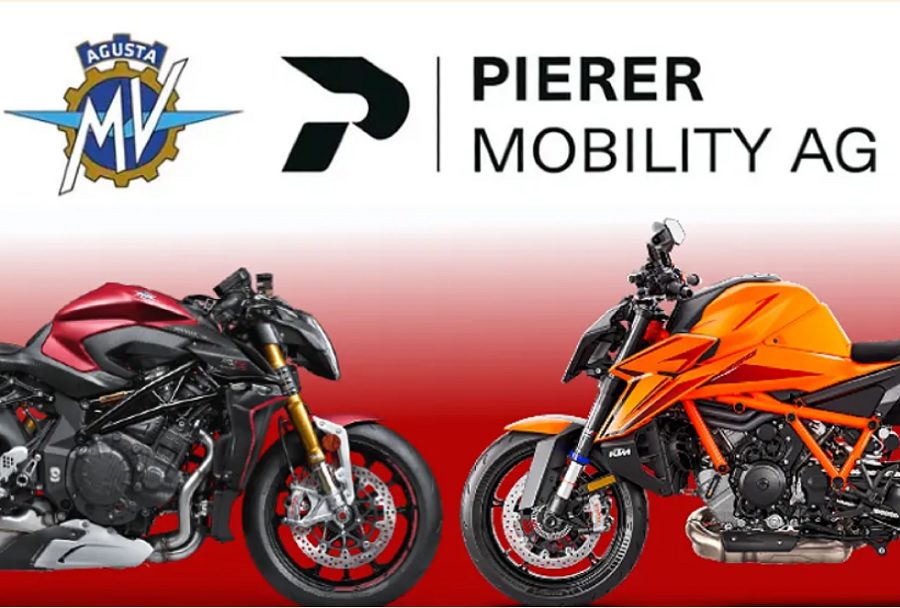 KTM adquiere MV Agusta de manera anticipada Arriba, logos de MV Agusta y Pierer Mobility. Abajo, media MV Agusta enfrentada a media KTM.