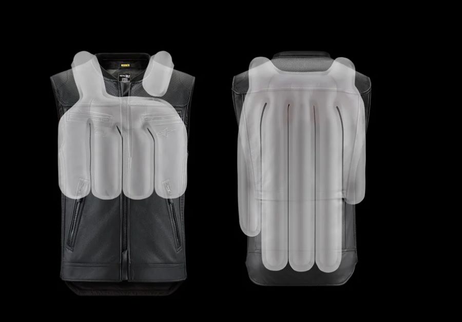 Inflado del chaleco Tech Air 3 en pecho y espalda