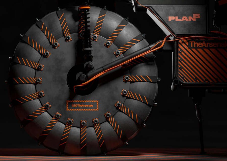 La Arsenale Plan B tiene neumáticos anchos y altos y tracción en ambas ruedas.