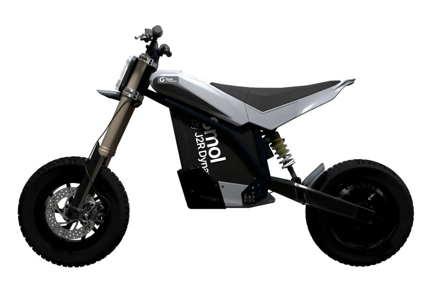 Una J2R Smol de diseño minimalista y compacto, blanca y negra. Una J2R Smol de diseño minimalista y compacto, blanca y negra.