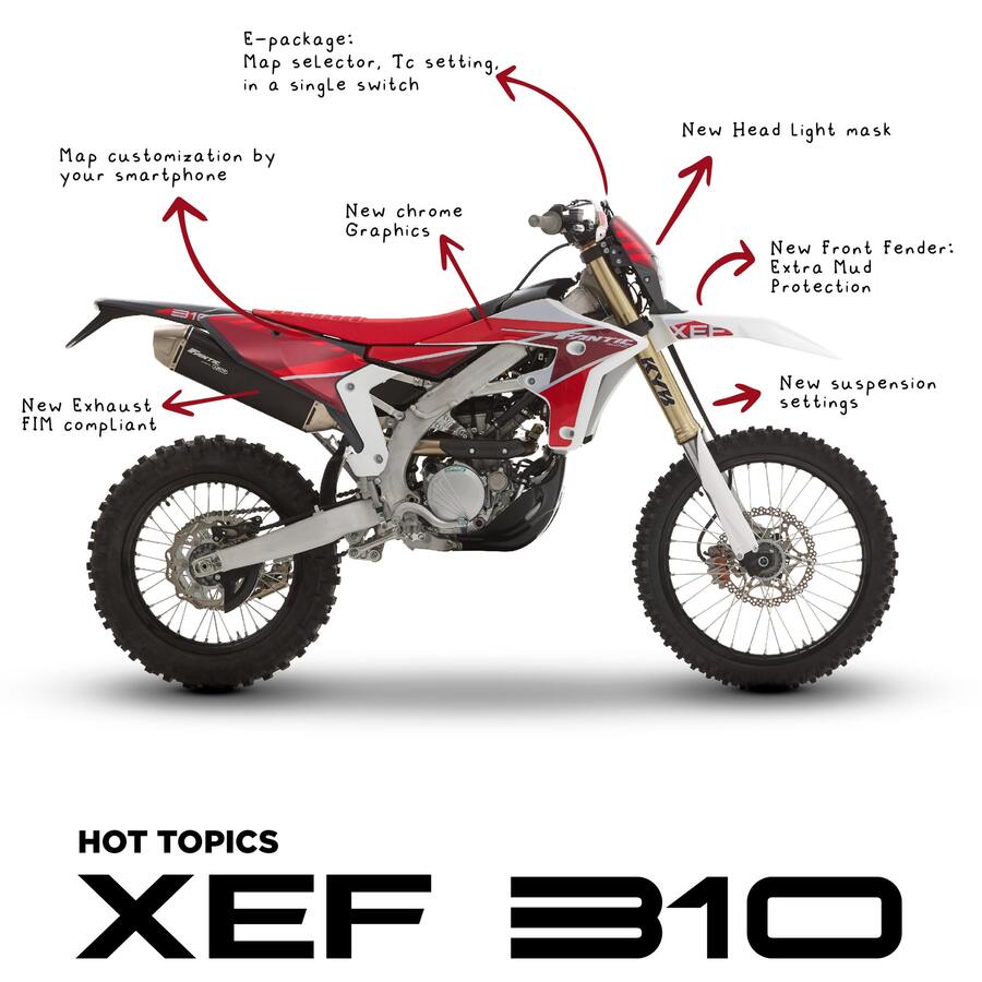 La Fantic XEF 310 es una enduro muy tecnológica: tiene mapas dedicados al motor (hard, soft, standard) y Control de tracción con 9 niveles distintos.