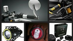 popurrí de accesorios para moto