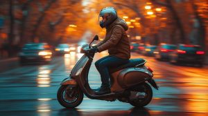 un scooter circula por la ciudad
