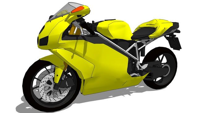 Un render de una moto deportiva color limón fluor 