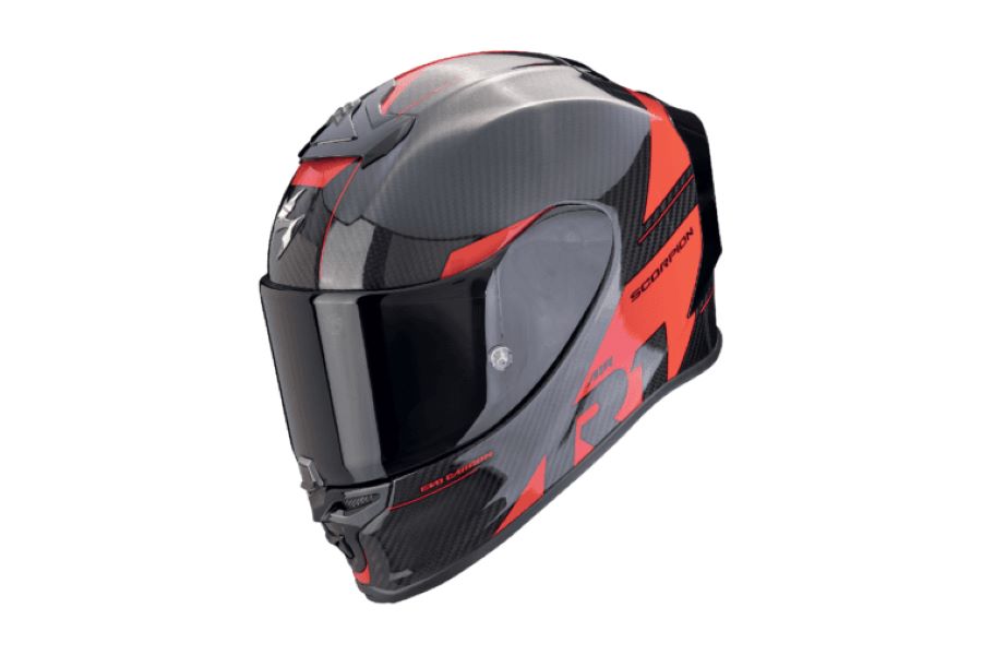 Casco Scorpion EXO-R1 EVO Carbon Air negro y naranja
