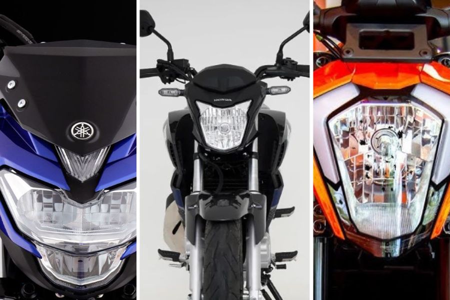 Imagen tríptico de faros de motos 250 cc