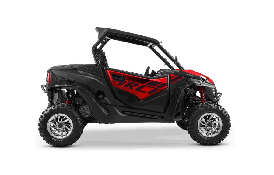 CFMOTO presenta su generación de vehículos 4x4 en Argentina Lateral derecho de un CFMOTO-ZFORCE-950-SPORT rojo y negro