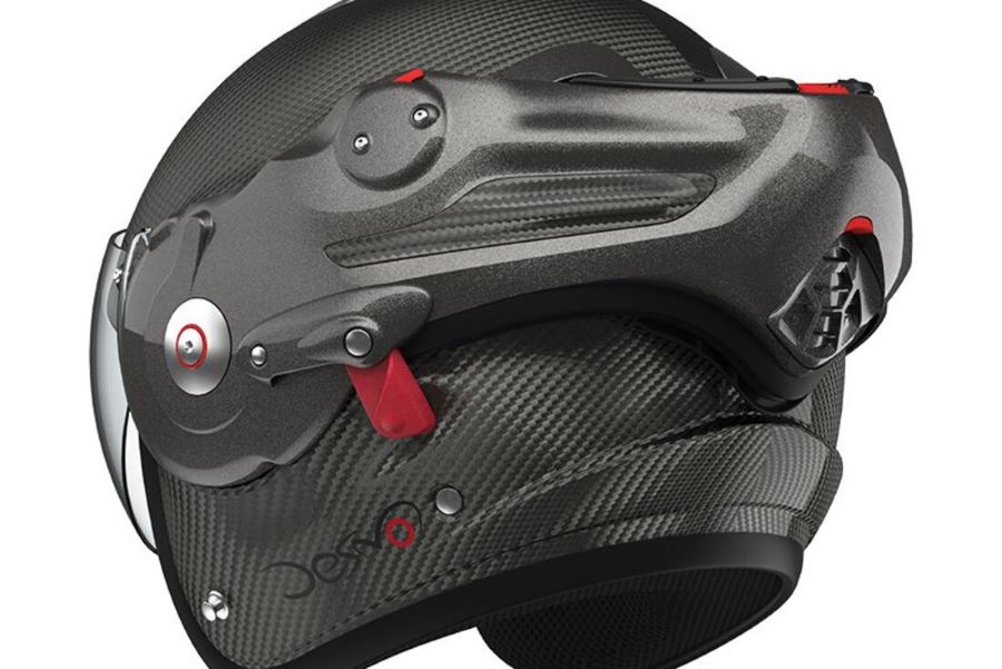 ROOF Desmo 3 Carbon, modular premium con estilo espacial Casco Roof Desmo 3 Carbon, vista trasera
