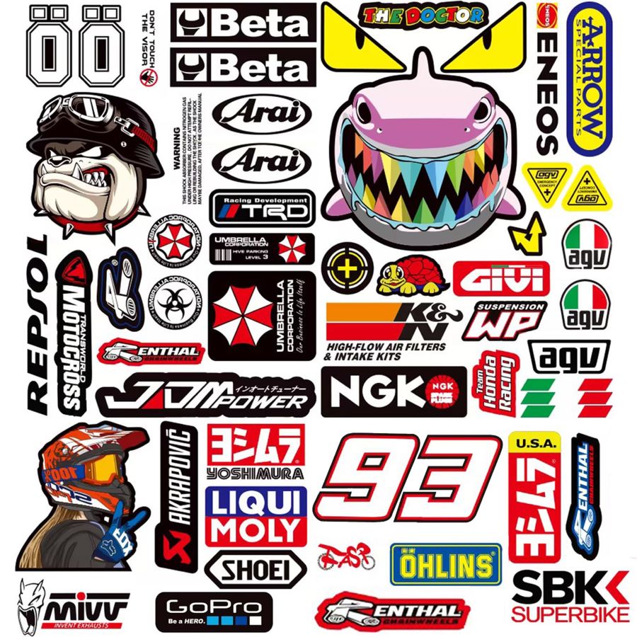 un kit de pegatinas para personaliza cascos de moto