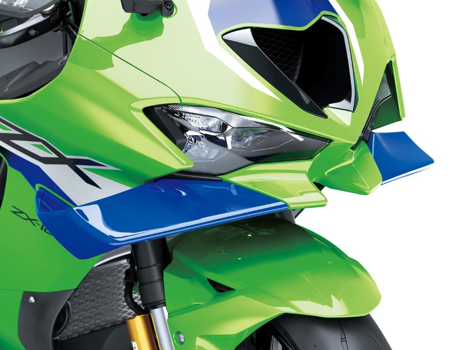 Ninja ZX‑10R: diseño renovado con winglets y ahorro emisiones Para frontal de una Kawasaki Ninja ZX‑10R 2026 en la que se aprecian los alerones