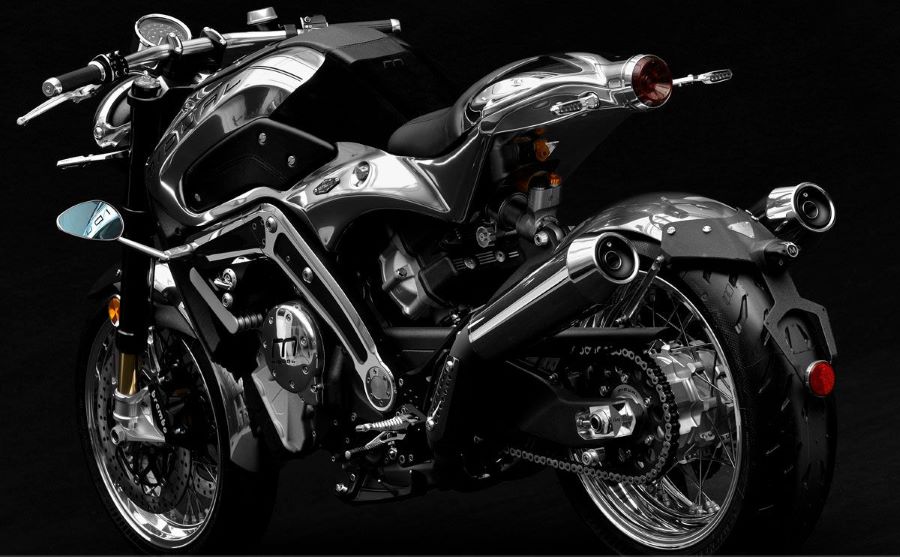 La Midual Type 1 Serie 3 es una síntesis de arte y rendimiento Vista lateral izquierda de una moto Midual Type 1 Serie 3