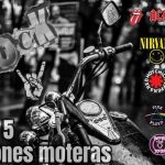 Mejores canciones para reels de motos: potencia y estilo Imagen en la que figura una moto custom y logotipos de grandes grupos musicales