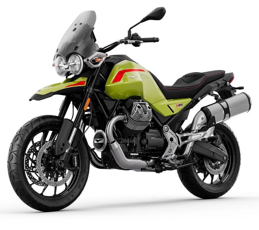 La Moto Guzzi V85 TT revela colores agresivos y audaces Una Moto Guzzi 85 Strada verde