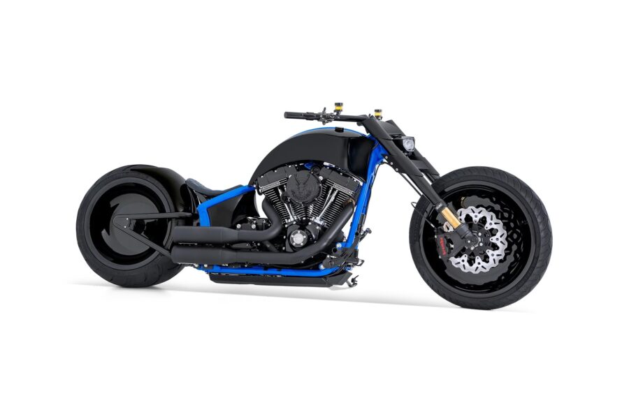 Lateral derecho de la Harley-Davidson Bugatti de Bündnerbike