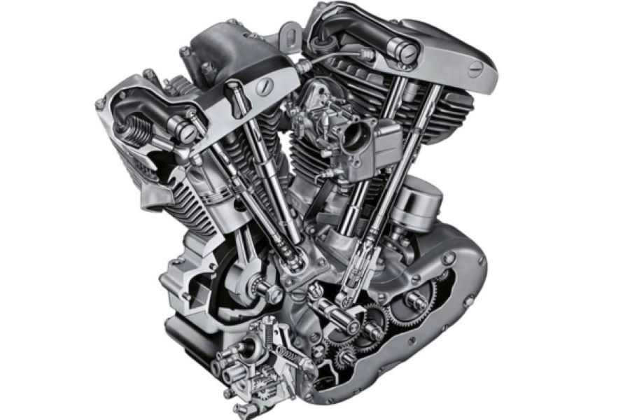 Corte de un motor de moto de 4 tiempos