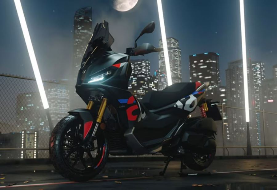 Aprilia SR GT 400: actitud deportiva en formato crossover Un scooter Aprilia SR GT 400 posa de noche y con la ciudad de fondo