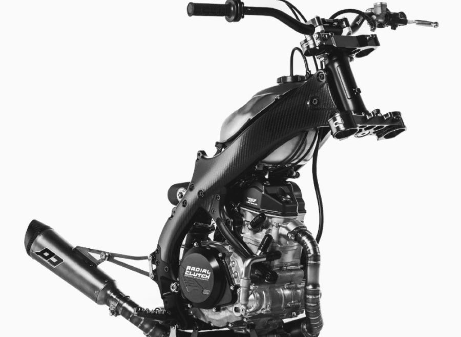 Chasis modular en fibra de carbono de una moto Picasso OMT 450C