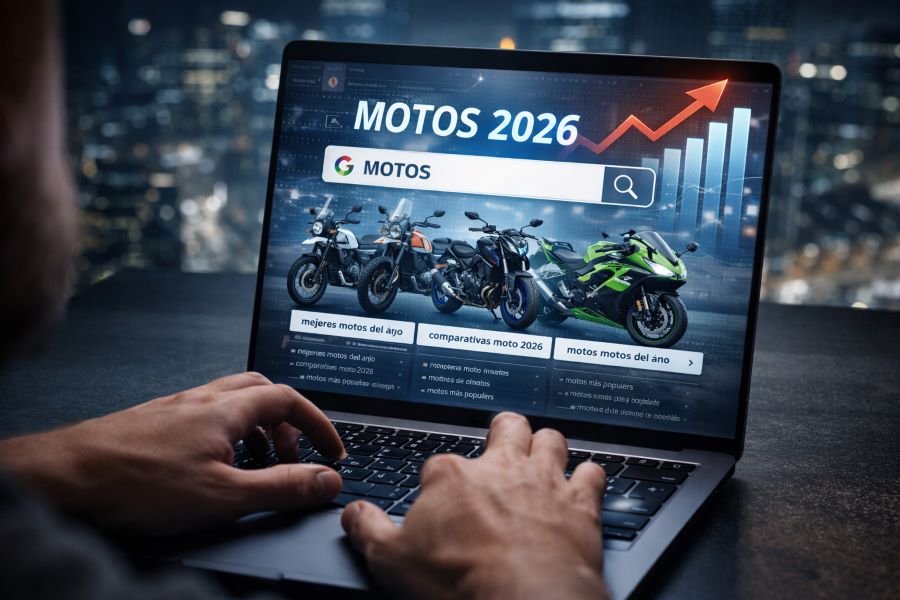 Imagen creada con IA que simula a una persona buscando tendencias de motos en Google