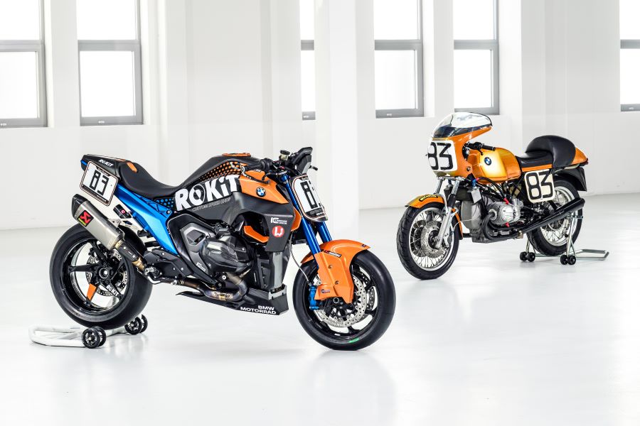 BMW R 1300 R Superhooligan revive la gesta de Daytona 1976 Una moto BMW R 1300 R Superhooligan y la versión histórica de la R 90 S de 1976.