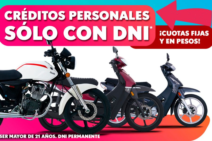 Un flyer que promociona la venta de motos presentando solo el DNI
