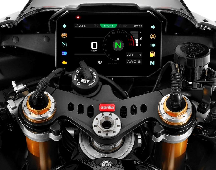 mandos de una moto Aprilia RSV4 Factory 1100 2026