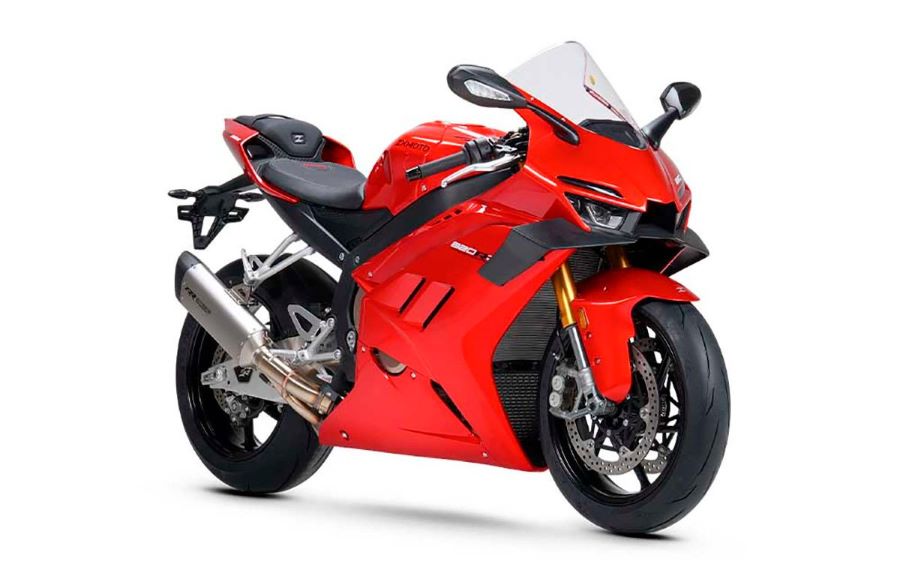 vista lateral derecha de una moto ZXMOTO 820 RR-R de producción