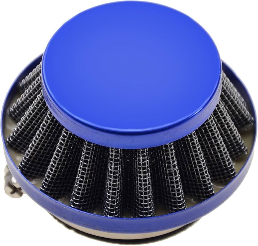 Un filtro de moto universal color azul