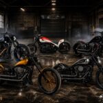 Imagen creada con IA de 5 modelos de harley Breakout de Bundnerbike