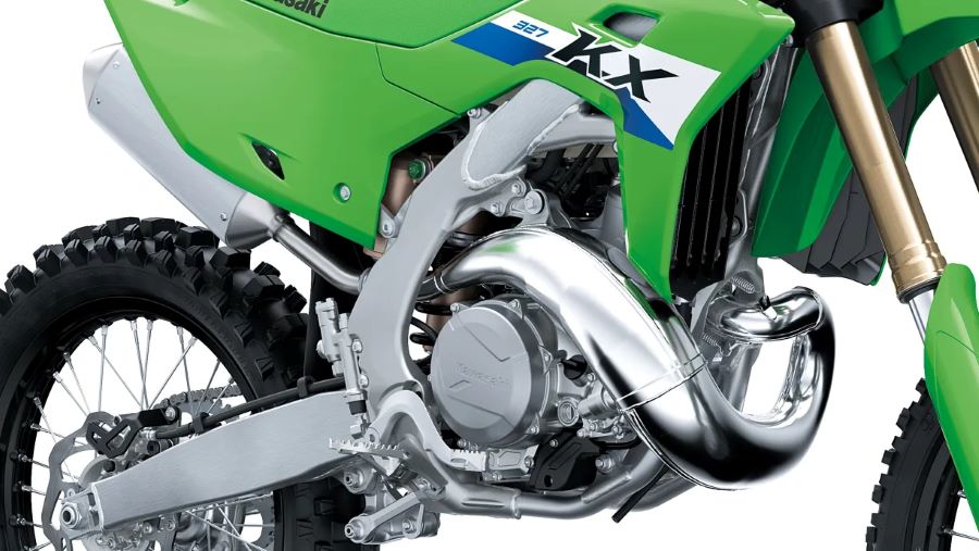 Vista parcial de una Kawasaki 2 tiempos