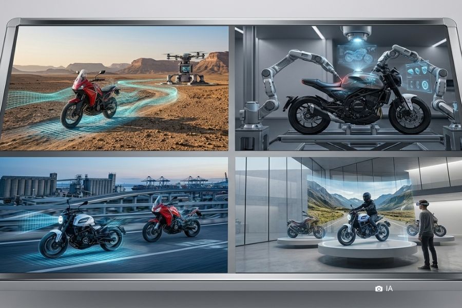 Imagen creara con IA que recrea una pantalla con motos ofrecidas por inteligencia artificial