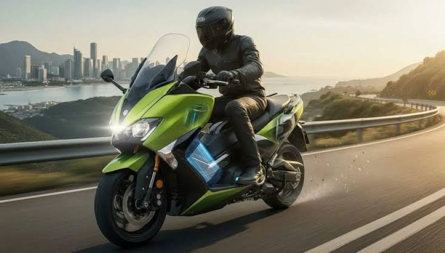Render de la patente del Scooter Kawasaki Híbrido