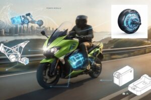 Una composición creada por IA sobre la nueva patente para el scooter híbrido de Kawasaki