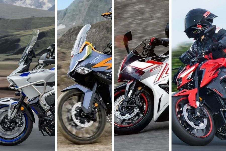 Cuadrícula con la parte delantera de sendas motos Zontes