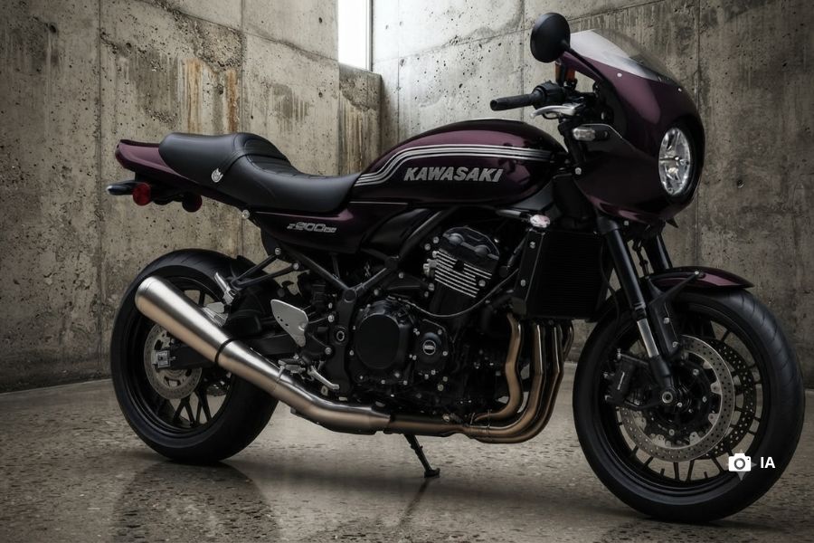 La Kawasaki Z900RS Café confirma que no todo debe cambiar Una Kawasaki Z900 RS café posa delante de paredes rústicas