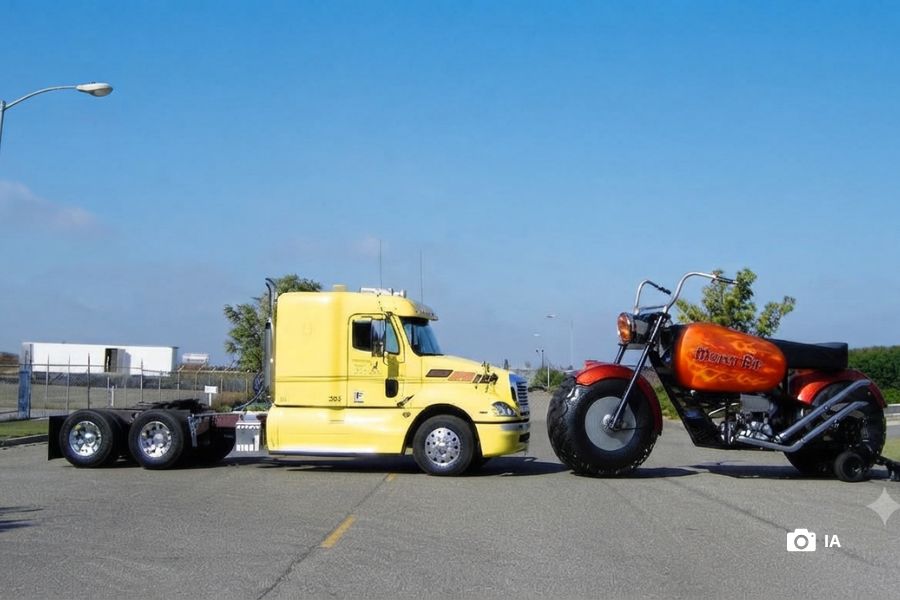 ¿Cuál es la moto más grande del mundo? La moto más grande del mundo enfrentada a un camión