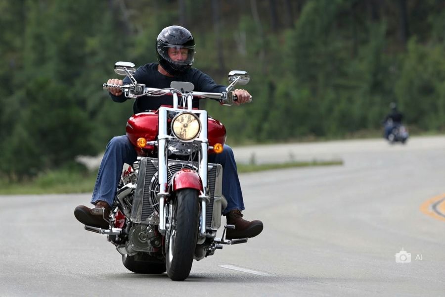 Nadie fabrica una moto como la Boss Hoss Cruiser un motociclistas se desplaza sobre una boss hoss cruiser roja