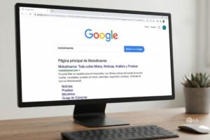 En el monitor de una PC se ve una típica búsqueda en Google donde aparece motodinamia.
