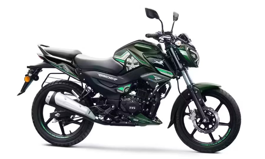 Lateral de la moto TVS raider Super Squad Edition spectral dedicada a Doctor Doomm