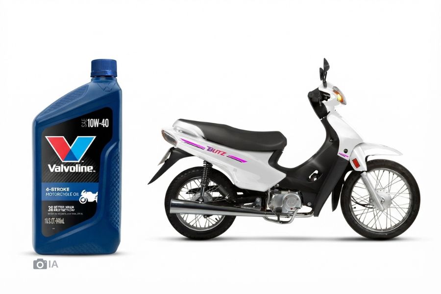 Imagen creada con IA para representar qué aceite lleva una Motomel Blitz 110