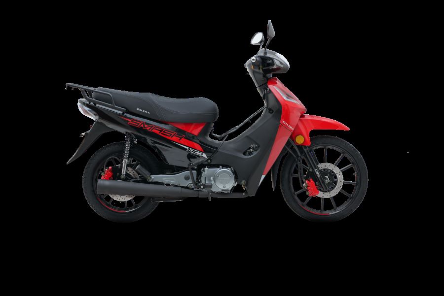 La Gilera Smash 2026 unifica los frenos en el manubrio Lateral derecho de una Gillera Smash Full 2026 roja