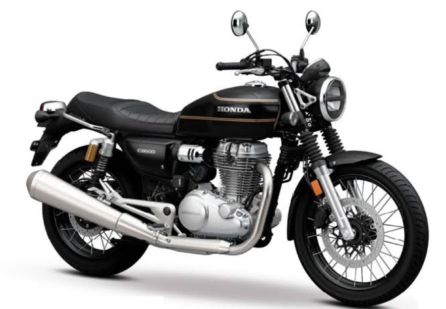 Lateral derecho de una Honda SB500 negra