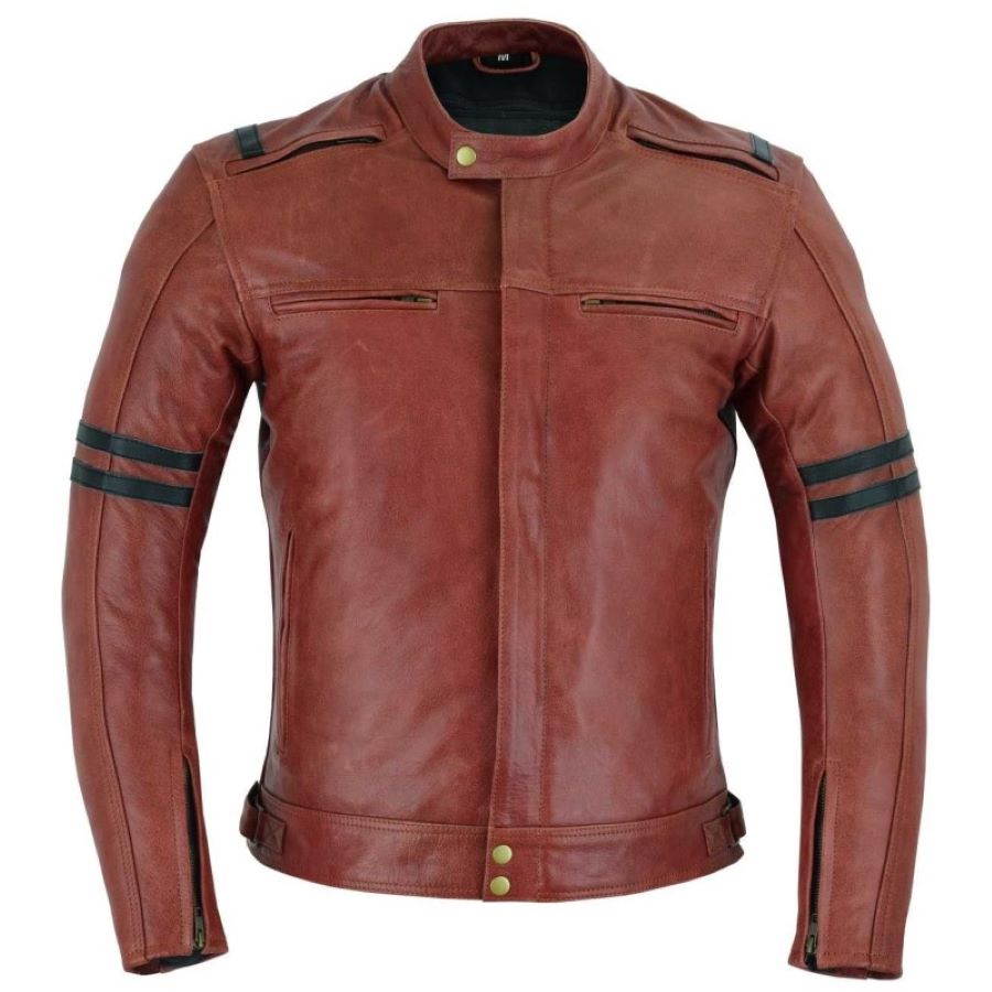 Una chaqueta de cuero Lovo en marrón rojizo