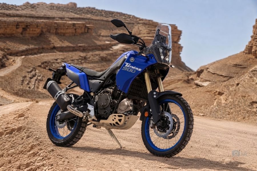 Imagen creada con IA para mostrar la inserción de un motor CP3 en una Yamaha Ténéré 900